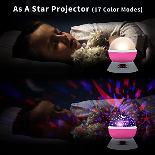 Scopow Star Projector Night Light For Kids,Rotating Ceiling Lamp With Timer, Bedroom Decor,Starry Sky Led,Ideal Birthday Gift For Baby, Toddler Girls, Boys Pink #TOP3