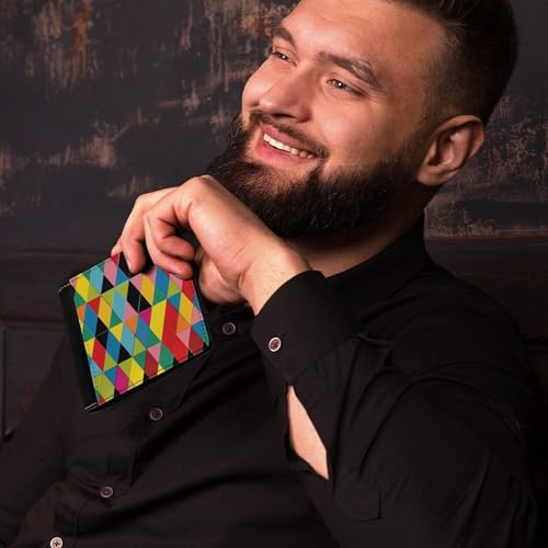 Colorful Harlequin Leather Wallets for Men Bifold Pocket Wallet Casual Slim Wallet4