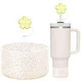 CHEMLLC Glitter Bling Silicone Boot for Stanley Cup 20 oz 30 oz 40 oz, Protector Cover for Stanley Cup Bottom, Cup Accessories Straw Cover (Bling Gold)