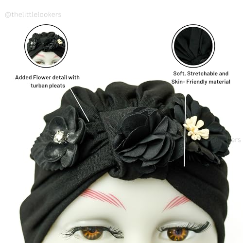 Image of THE LITTLE LOOKERS Turban Cap | Turban Knot Bow Cap | Turban Cap for New Born Kids | Cap for Baby Girl |Cap for Baby Boy | Baby Flower Turban Cap