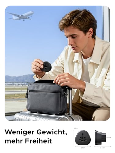 UGREEN Universal Reiseadapter für EU Steckdosen, weltweit kompatibel mit Deutschland, Korea, Thailand, Frankreich, Russland, US to EU Adapter, Adapter UK auf EU, 2300W Hochleistungsadapter (Type F)