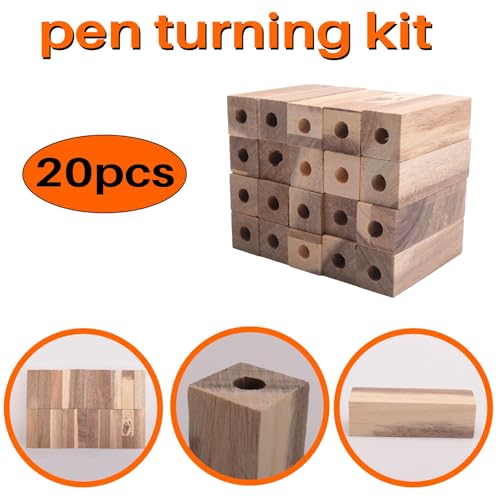 Dhyawuer 20 Pezzi Di Penne In Legno Preforate Da 7 Mm Per Tornitura Del Legno, Kit Per La Fabbricazione Di Penne E Articoli Per L' Diy - 7