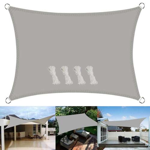 Filet d'ombrage robuste 5x10m en polyester anti-déchirure imperméable gris clair - 2