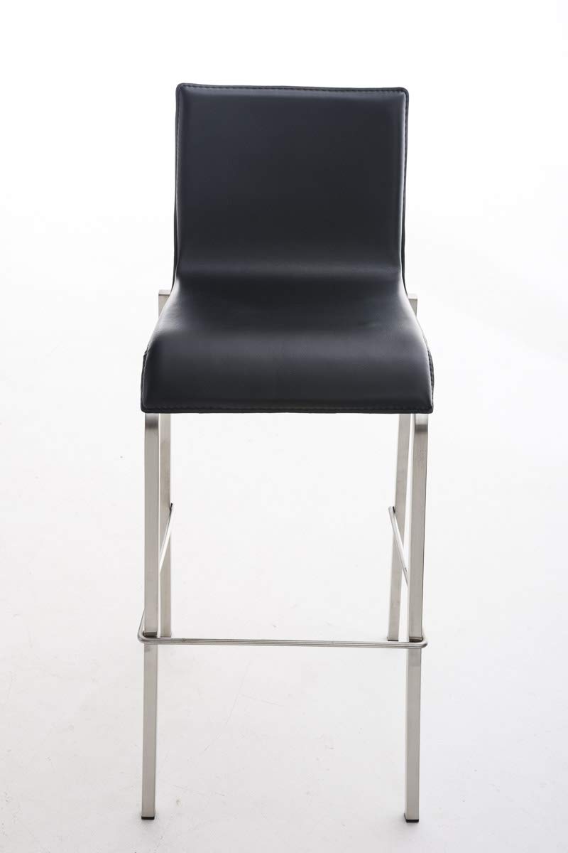 CLP Sgabello Bar Impilabile Avola In Acciaio E Similpelle I Sedia Alta Da Cucina Con Schienale Altezza Seduta 78 CM | Colore nero