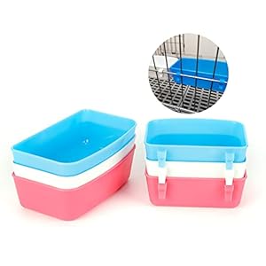 Rabbit Feeder Waterer Chicken Guinea Pig Cage Bowl Food Water Hanging Watering Container Feeding Dish Coop Cup Treats Drinker for Pigeon Dove Puppy Cat Bird Bath Basin Hamster Bed (Pack of 3)