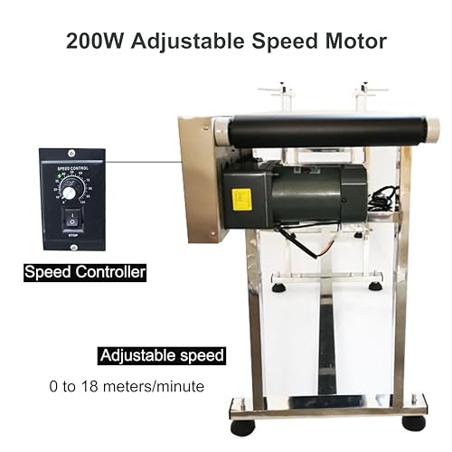 BREVELTION PVC Flat Belt Conveyor, Stainless Steel Industrial Transport Conveyor, Adjustable Speed 0-18m/min, Double Guardrails, 82.7\" L x 11.8\" W, 11LBS Load, 200W Motor