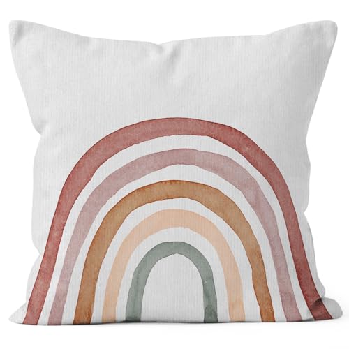 Image of HIWX Boho Rainbow Pillow Cover - Classroom Decorative Pillowcase Throw Pillow - 18 x 18 Inch