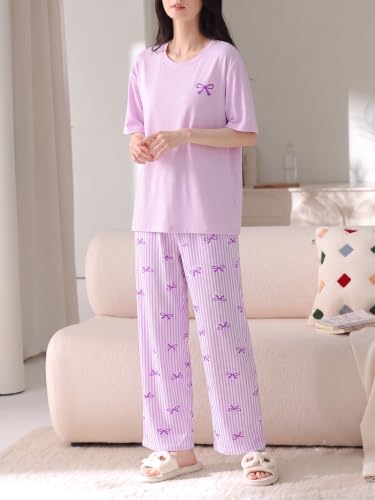 Image of Louis Luxe Cotton Blend Womens Korean Night Dress || Full Pyjama Set || Korean Nightsuit || Women Nightwear ||Round Neck Full Sleeve Nightsuit || Loungewear || Everyday Nightdress (ND-09)
