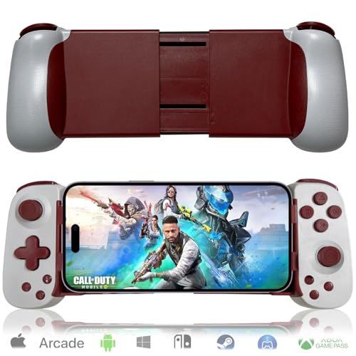 arVin Controlador de juegos móvil para iPhone Android con soporte de carcasa para teléfono y luz...
