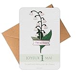 🌿 Carte artisanale unique : Muguet en relief avec papier pailleté, miroir et cartuline 250g