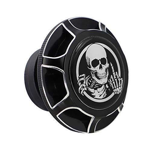 Guaimi Cnc Aluminum Fuel Gas Tank Oil Cap Compatible With Harley Sportster Xl 1200 883 X48 Dyna - Glued Skull Middle Finger (Black) #TOP4