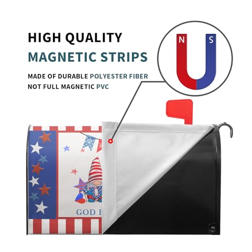 Image of American Patriotic Mailbox Covers Magnetic Standard Size 18 inchX21 inch American Flag Magnetic Mail Box Covers 4Th of July Holiday Mailbox Wraps Post Letter Box Cover for Garden Yard Outside