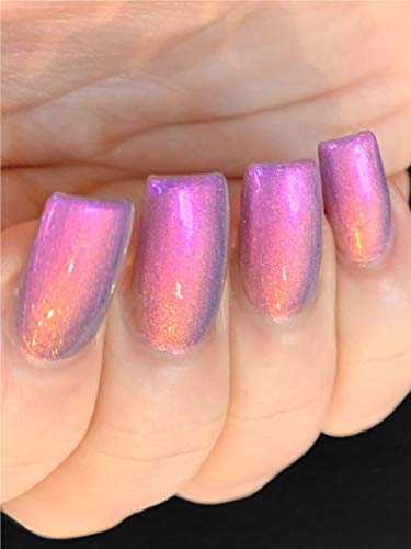 Polish Me Silly, Cotton Candy Glow - Pink Blue Orange Yellow Purple "Glow Pop Nail Polish" MultiChrome Pastel Shifting Mylar Oil Slick, Vegan & Cruelty-Free Nail Polish, 0.5 Fl. Oz. (15 mL)