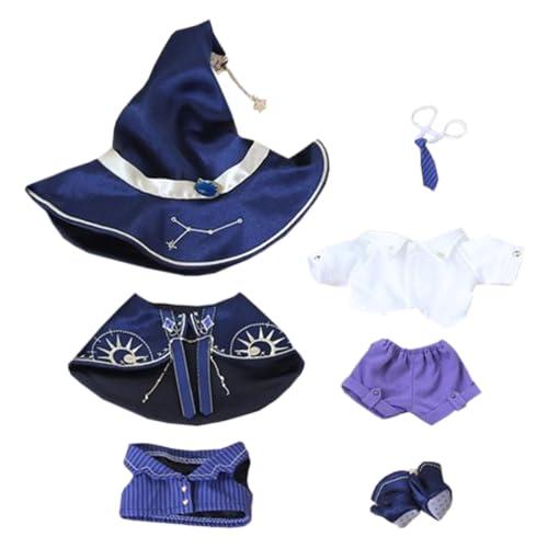 niannyyhouse 10cm 20cm ぬいぐるみ 服 帽子 ショール ワイシャツ ズボン ネクタイ ベスト 靴 ウィザードセット 綿人形 着せ替え アクセサリー (Purple, 20cm)
