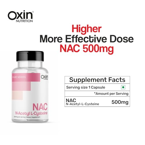 Image of Oxin Nutrition NAC N-Acetyl L-Cysteine - Non GMO - Gluten Free Lungs Respiratory Support (60 Capsules)