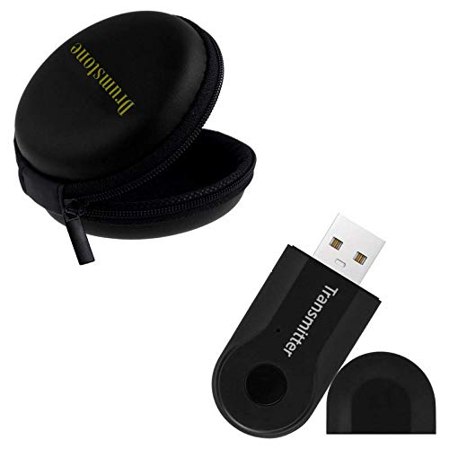 Exxelo (Carrying Case Protection) Round Zipper Storage Protection Cover Pouch for Coins,Earphone with Wireless Bluetooth 4.0 Transmitter Bt400 Stereo Audio Music Adapter