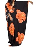 Bsubseach Moo Moos Kaftan Dresses for Women Floral Print Plus Size Swimsuit Coverup Caftan Maxi Beach Dress with Pockets Orange