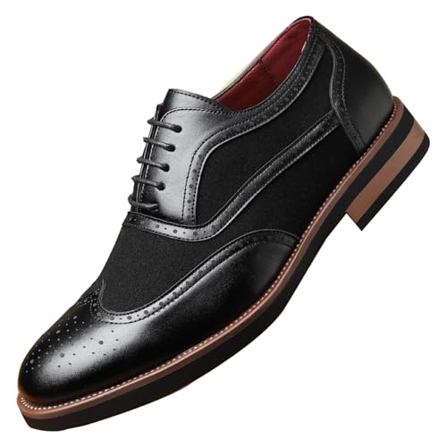 Men's Wingtip Brogue Lace Up Casual Oxfords Breathable Lace-up Pu Leather Soft Sole Dress Shoes for Business