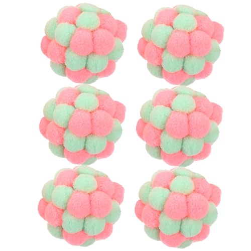 ROMISBABA 6 Stück Teiliges Plüsch Katzenbällchen mit Glocke Interaktives Katzenspielzeug für Drinnen Elastisches zur Katzenförderung und Stressabbau für Kätzchen und Katzen