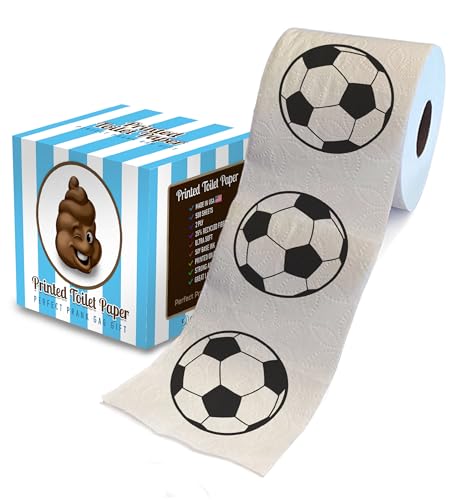Printed TP Sports Games Printed Toilet Paper Roll - Fun Game Day Surprise Adults Women and Men Sports Gifts for Sports Themed Party Favors, Birthday Decor, Sports Prizes - 500 Sheets Soccer