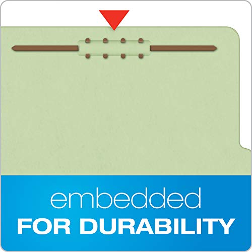 Pendaflex Recycled Classification File Folders, 2 Dividers, 2" Embedded Fasteners, 2/5 Tab Cut, Legal Size, Light Green, Box Of 10 (29076R) #TOP2