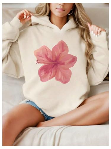 Floerns Girl's Cute Floral Hoodie Long Sleeve Hooded Sweatshirt Pullover Top Fall Outfits3
