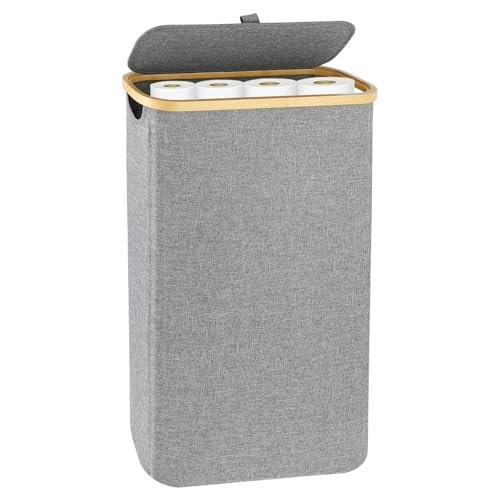 XXLAUBBD Toilet Paper Storage Basket - Large Capacity Oxford Cloth & Wood - Grey - Rectangular - Free Standing - Bathroom Organizer