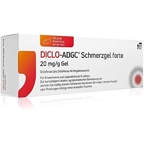 DICLO-ADGC Schmerzgel forte 100g - effektive Schmerzlinderung - Behandlung von leichten bis mäßig starken Schmerzen bei akuten Zerrungen, Verstauchungen oder Prellungen Cover