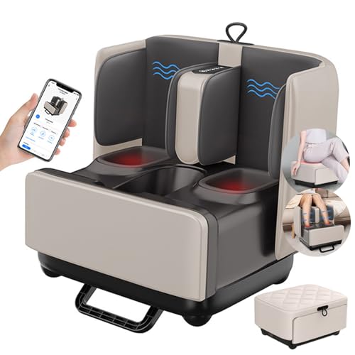 Massaggiatore per piedi Shiatsu con calore, vibrazioni e compressione, massaggiatore 2 in 1 per piedi e polpacci, per muscoli stanchi e fascite plantare, adatto per tutta la famiglia