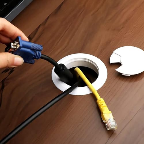 7 Stück Kabeldurchführung Schreibtisch Kabeldurchlass Kunststoff Schreibtisch Kabeldurchführung Weiß Kabeldurchlass Tisch für Tisch Office Schreibtische