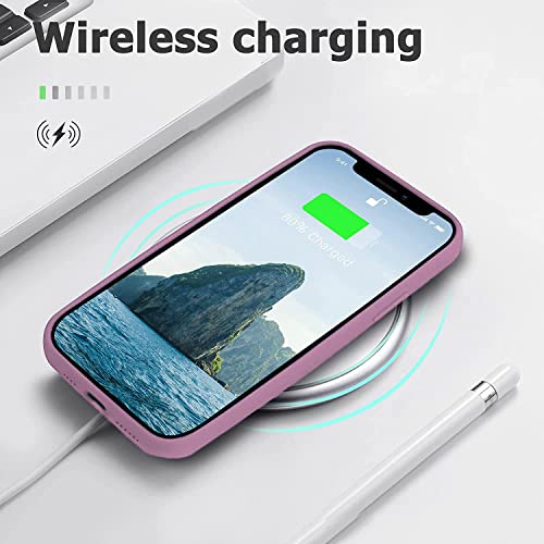 Image of VONZEE Back Cover for iPhone 12 Pro Max Case, Shockproof Slim Camera & Full Body Protection Liquid Silicone TPU Cover with Logo Cut (6.7 Inch) -Lilac