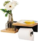 Neuytiky Porte-papier toilette avec étagère, porte-rouleau de papier toilette en bois sa...