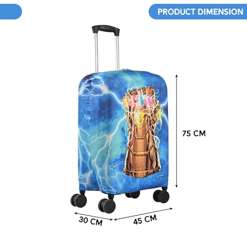 Image of Kuber Industries Polyester Suitcase Covers Large Size with Marvel Infinity Gauntlet Print | Washable Trolley Cover for Travelling | Stretchable Luggage Covers for Suitcases | 26-30 Inch | Sky Blue