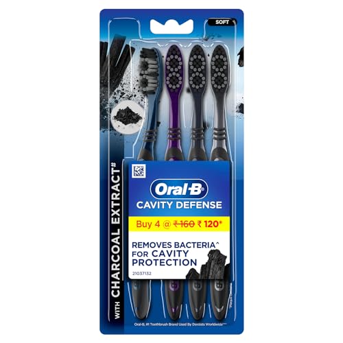 Oral B Cavity Defense 123 Soft Black Toothbrush (Pack of 4) - India - Assorted Colours