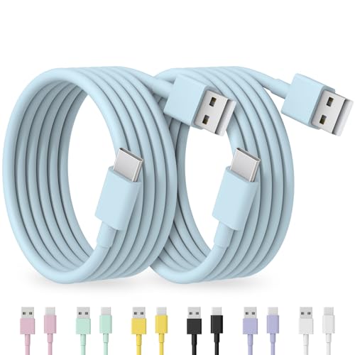 Image of USB to USB C Cable for iPhone 17 16 15 Type C Carplay 2Pack 10FT Cable Blue | Fast Charging Carplay Cable, USB C Carplay Cord Compatible with iPhone 17 16 15