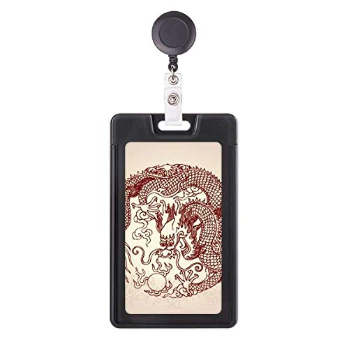 Porte-badge rétractable dragon chinois rond pour carte d'accès