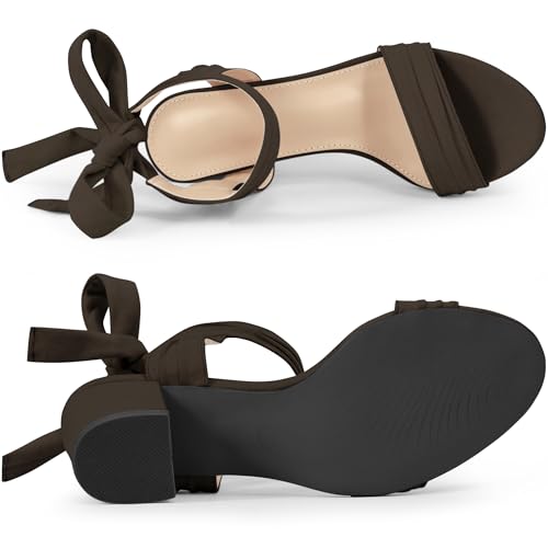 Image of Allegra K Women's Open Toe Ankle Tie Back Block Heels Sandals
