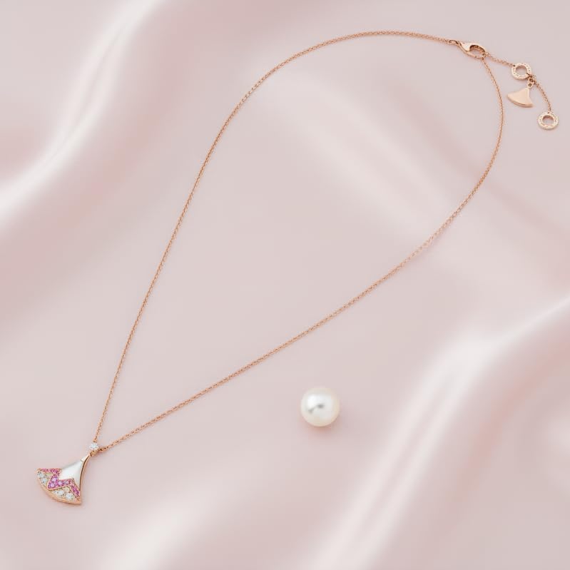 Rose Gold Necklace for Woman, 18K Rose Gold Plated Pendant Necklace, Rhinestone Pendant Necklace for Woman, Dainty Cubic Zirconia Crystal Adjustable Chain Choker Necklaces Prom Wedding Fashion Jewelry. - Image 4