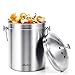 Produktbild abakoo Edelstahl Komposteimer  PREMIUM QUALITÄT rostbeständig Grade 304 Edelstahl Küche Kompost (1,3 Liter)  inkl. 4 Filter Kohlezeichnung Innen, Küche Recycling Bin,