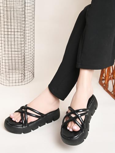 Image of XE Looks Comfortable Women's Platform Heels Trendy Slippers, Casual and Trendy & Stylish Modern Design Fashion Sandals For Women, Soft Wedges