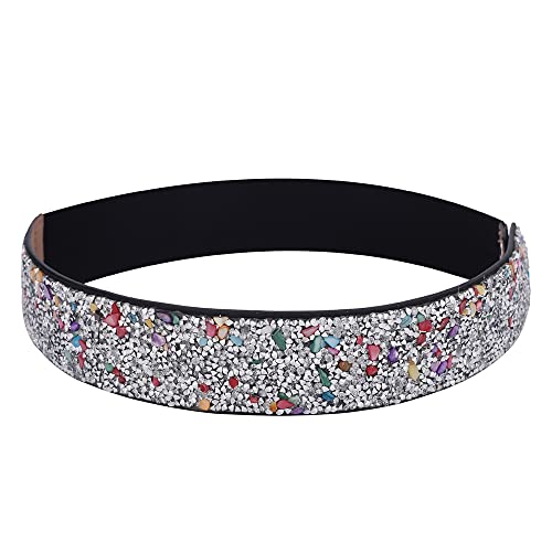 Wiwpar Women's Stretchy Dress Belts Sparkle Bling Rhinestone Shiny Party Prom Belt Elastic Wide Waist Belt for Wedding Women Ladies Girls (Multiple Colors)4