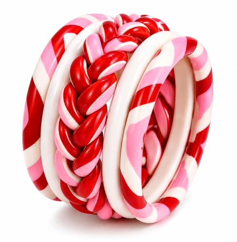 Image of Heer Bangles Rajasthani Traditional Lac Bangles Set, Handcrafted Multi-Color Pattern, Jaipuri Lakh Chudi for Women & Girls, 10 Piece Set (Red, Pink, Purple, Sky Blue) - Available Sizes: 2.2, 2.4, 2.6, 2.8, 2.10, 2.12