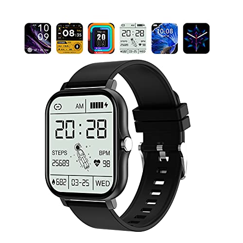 Smart Watch - 1.69Inch HD Touch Screen Fitness Watches for Women&Men Sports Fitness Tracker with Sleep and Heart Rate Monitor Activity Tracker P67 Waterproof for Android and iOS Phones (Black)