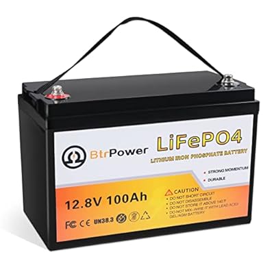 12V 100AH LiFePO4 Lithium Battery, 5000+ Cycles Deep Cycle LiFePO4 Battery with Built-in 100A BMS fit for RV, Home Storage,Trolling Motor,Off-Grid System,Solar Power System,Marine