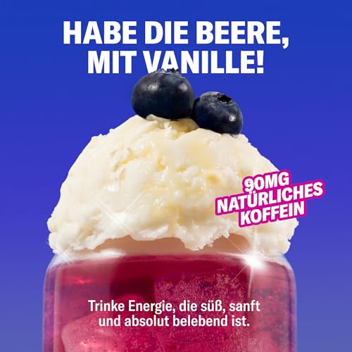 waterdrop® Microenergy Blue Vanilla – 36 Waterdrop Drops Würfel mit 90mg natürlichem Koffein – Energy Drink Getränkepulver zuckerfrei & kalorienarm - koffeinhaltiger Energie-Booster mit Vitamin C & B 3