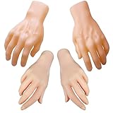 Lodou 4 Pieces Spooky Halloween Decoration Realistic Hands,Plastic Skeleton Hands, Fake Human Hands Bloody Dead Body Parts Haunted House Decorations (4)