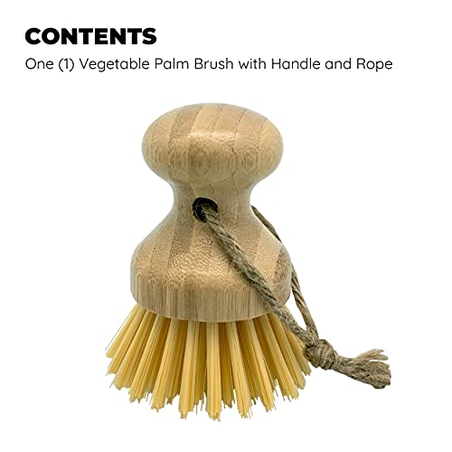 Culinary Fresh Bamboo Vegetable Palm Brush, Round Palm Scrubber For Pots, Pans: 1 Pack #TOP1