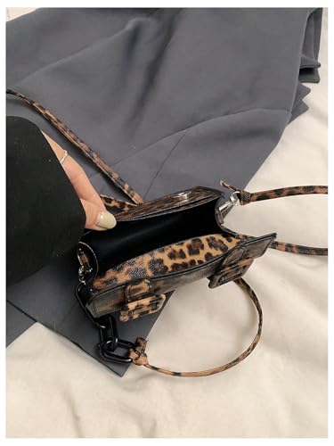 SweatyRocks Women's Leopard Print Leather Mini Crossbody Bag Flap Shoulder Purses4