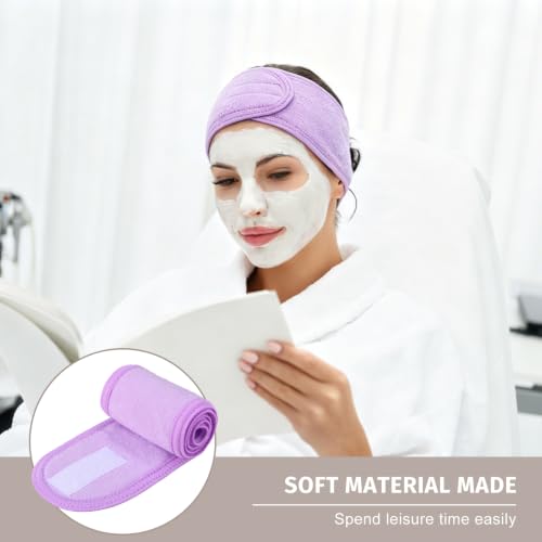 Image of Whaline 3Pcs Spa Facial Headbands Make Up Wrap Head Terry Cloth Headband Soft Adjustable Towel Band for Face Washing Shower Facial Cover Yoga (White, Light Pink, Light Purple)