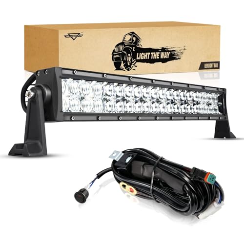 Auxbeam 22 Inch 120W LED Light Bar, 5D Reflector Straight Light Bar 12000 Lumen, Spot Flood Combo Offroad Light Auxiliary Driving Light with Plug & Play Wiring Harness Kit